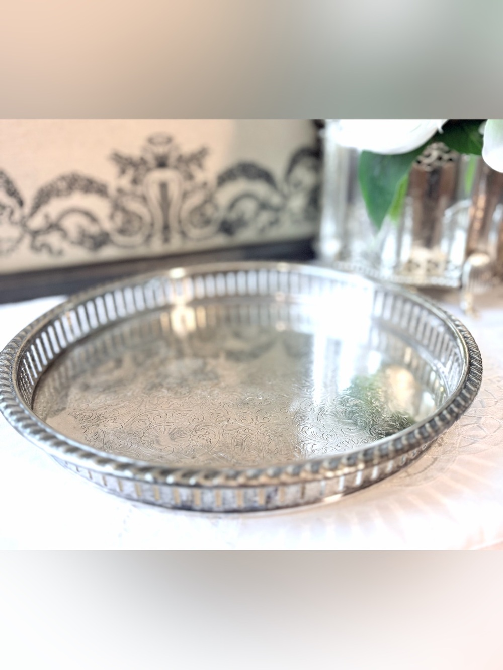 Rogers silver roped tray heritage decor